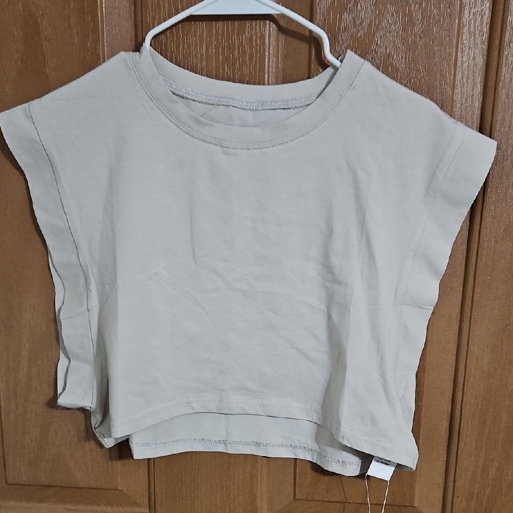 Remidoo Off-White Casual Crop Top Tank Athletic Workout Tank Top